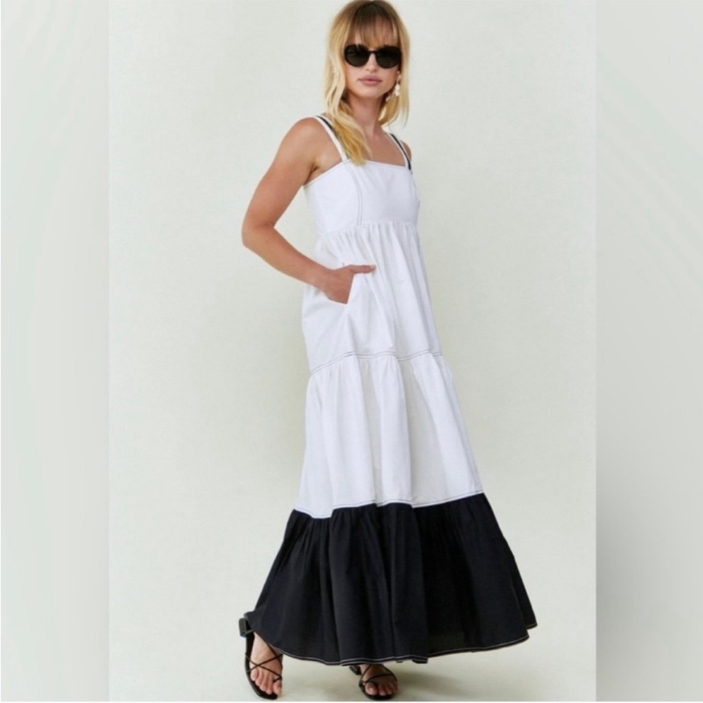NWT Hunter Bell flowy midi maxi Rita dress black and white size extra small